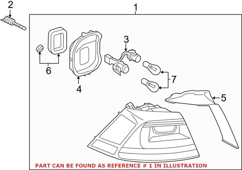 VW Tail Light Assembly - Driver Side Outer 5GM945095B